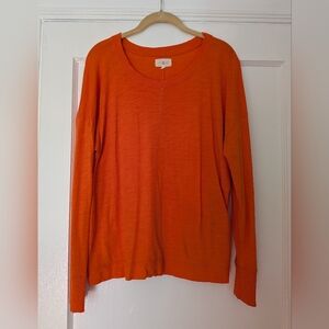 Lou & Grey Loft Women's Large Bright Orange Long Sleeve Crewneck T-Shirt EUC